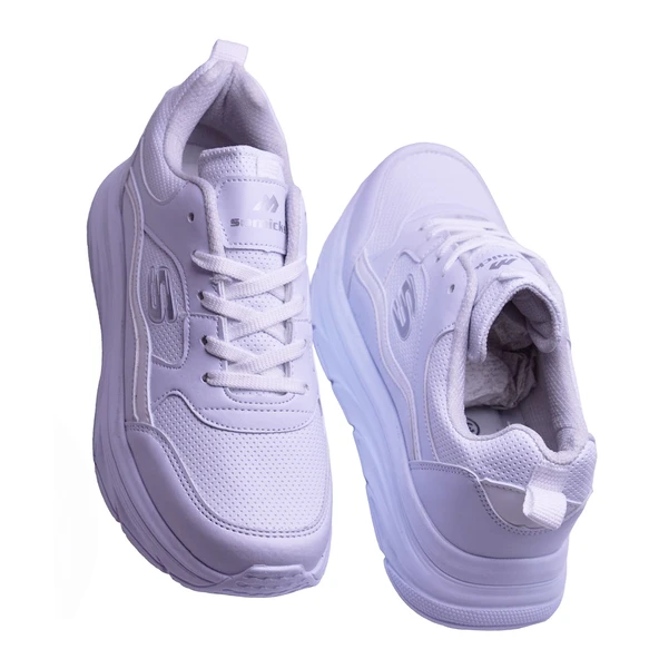 8888 Full Ortopedik Siyah Beyaz Yüksek Taban Kadın Spor Ayakkabı SUYA DAYANIKLI - 3