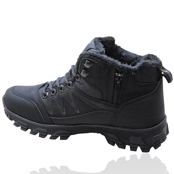 579 Ortopedik Kaymaz Taban İçi Kürklü Kışlık Erkek Bot Ayakkabı Blacksea - 11