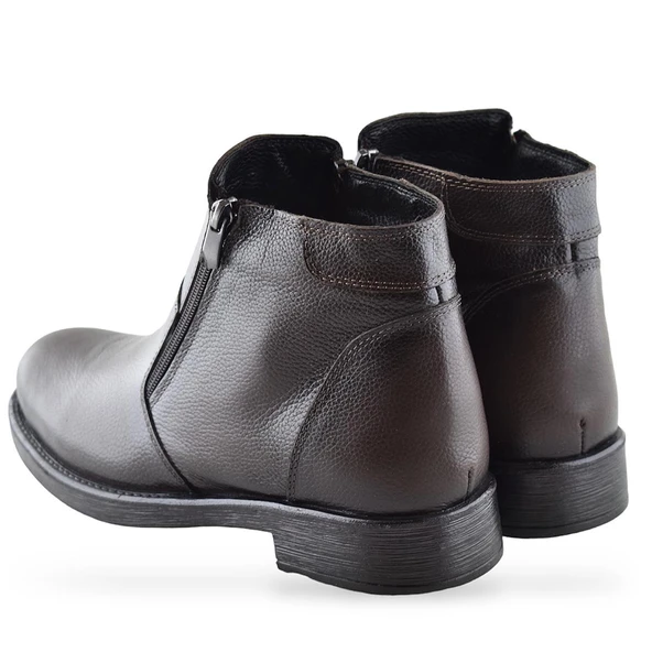 TAB3406 İçi Kürklü Hakiki Deri Erkek Bot Ayakkabı Ortopedik Taban Fermuarlı Deri Bot - 10