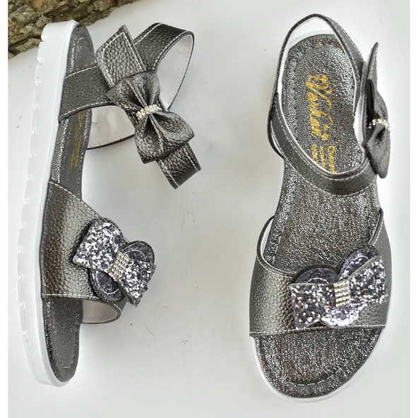 607e Ortopedik Taban Kız Çocuk Sandalet Terlik Düğün Abiye Gündelik Varkan - 7