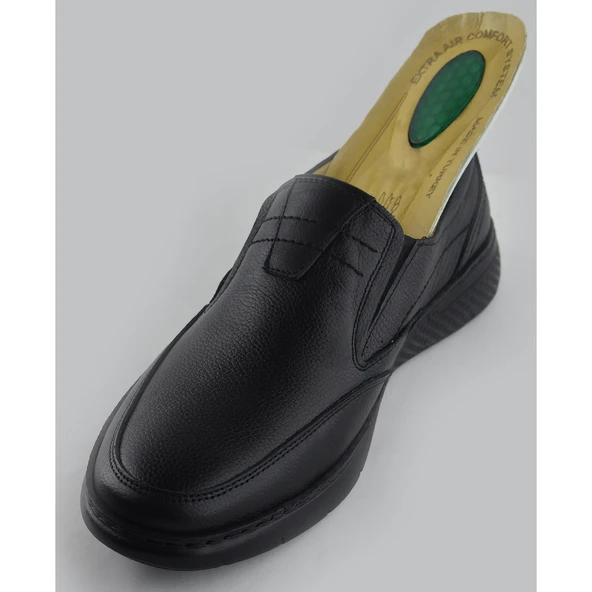 7575 Ortopedik Taban Siyah Hakiki Deri Erkek Ayakkabı Mevsimlik - 5