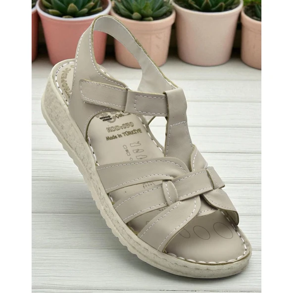 8150 TAM ORTOPEDİK Hakiki Deri Kadın Sandalet Deri Sandalet İvazn - 11