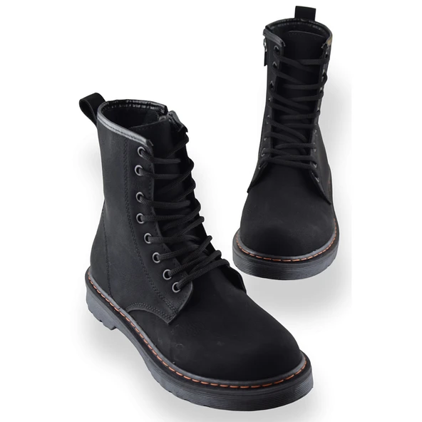 755 Günlük Bağcıklı Fermuarlı Kadın Bot Ayakkabı Postal Bayan Bot - 2