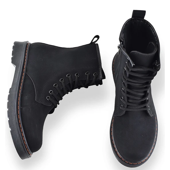 755 Günlük Bağcıklı Fermuarlı Kadın Bot Ayakkabı Postal Bayan Bot - 4