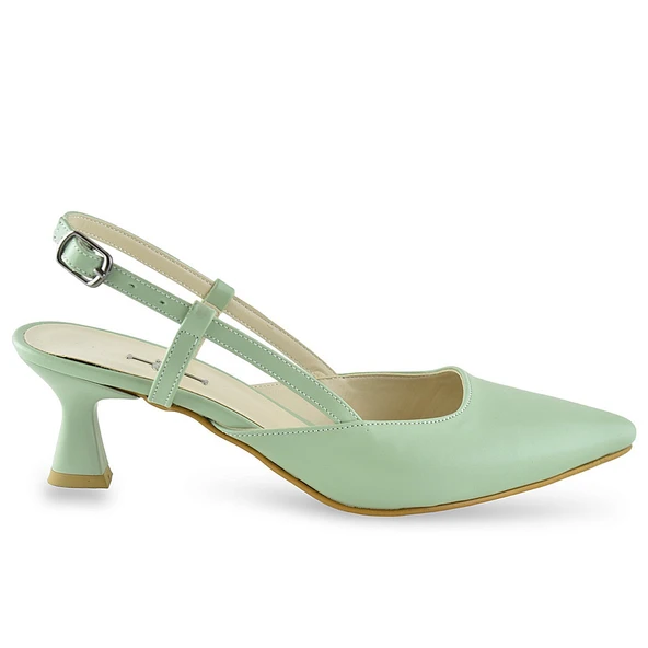 1025 Arkası Açık Kadın Topuklu Ayakkabı 5 cm Abiye Düğün Nişan Kına Gecesi Kdnca - 8