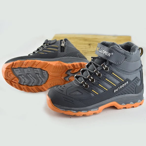 4619 Ortopedik Kaymaz Taban İçi Kürklü Kışlık Çocuk Bot Ayakkabı Jamper - 6