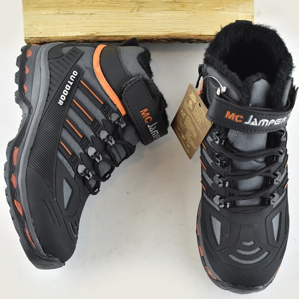 4619 Ortopedik Kaymaz Taban İçi Kürklü Kışlık Çocuk Bot Ayakkabı Jamper - 4