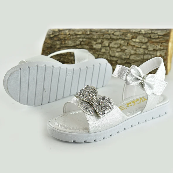 607e Ortopedik Taban Kız Çocuk Sandalet Terlik Düğün Abiye Gündelik Varkan - 3