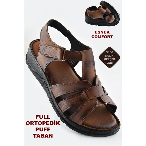 8150 TAM ORTOPEDİK Hakiki Deri Kadın Sandalet Deri Sandalet İvazn - 7