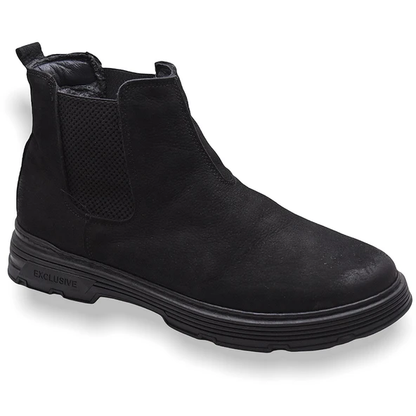 Bülent Saraç 201 Hakiki Deri Erkek Bot Ayakkabı Nubuk İçi Kürklü