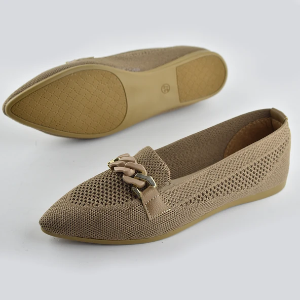 1401 Rahat Günlük Kadın Babet Ayakkabı Düğün Abiye Nişan Triko Dualipa - 7