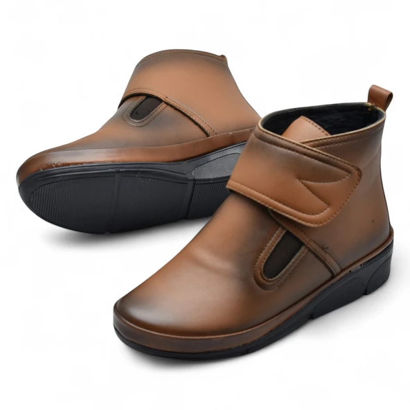 140 Ortopedik Taban Cırtlı Siyah Anne Botu Kadın Bot Postal Çizme - 8