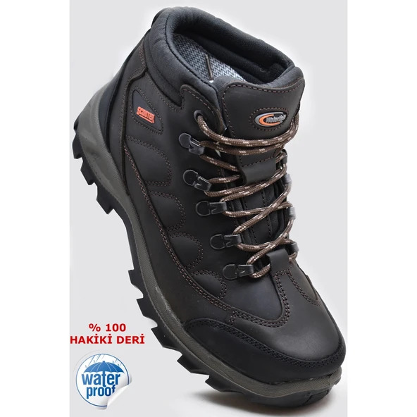 5538 Scooter Ortopedik SU GEÇİRMEZ Hakiki Deri Outdoor Erkek Bot Ayakkabı (40-45)