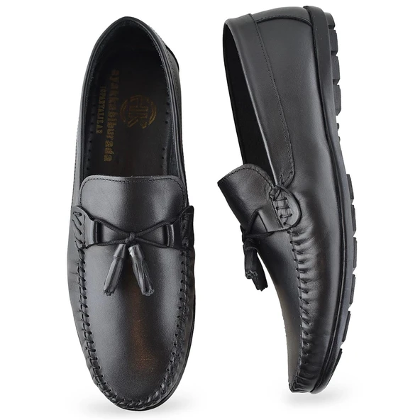 3287 Esnek Rahat Taban Lacivert Hakiki Deri Erkek Ayakkabı Yazlık Casual Laofer Erkek Ayakkabı - Resim 8