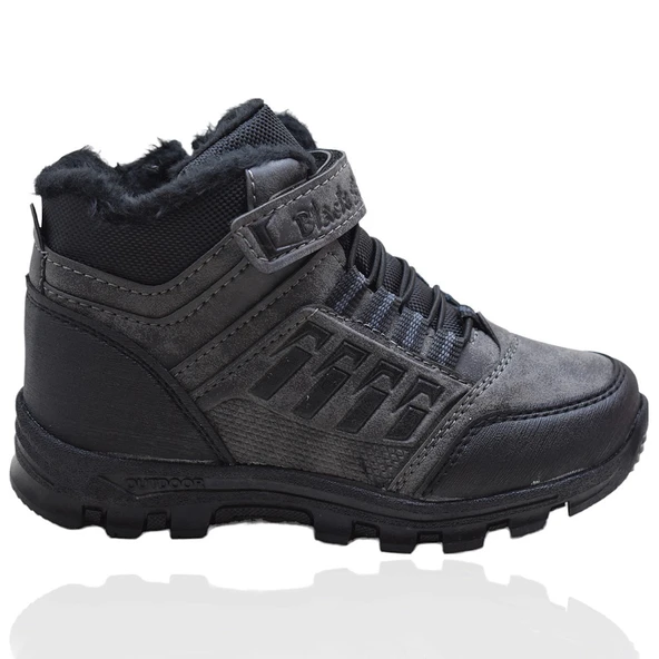 542 Ortopedik Kaymaz Taban İçi Kürklü Kışlık Çocuk Bot Ayakkabı Blacksea - 2