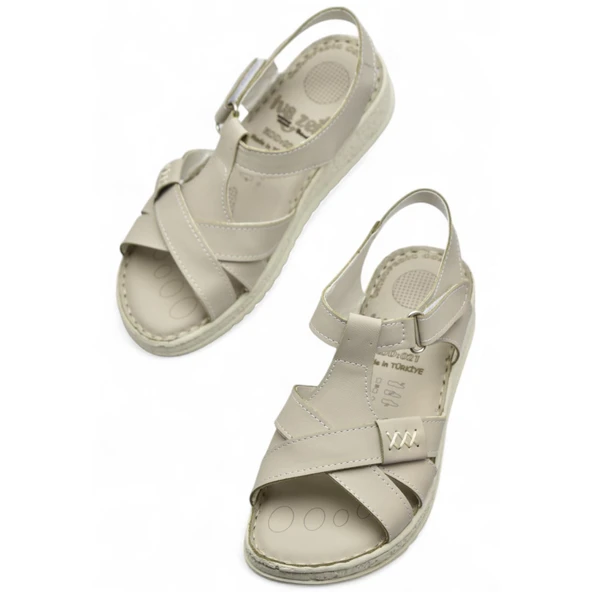 8149 TAM ORTOPEDİK Hakiki Deri Kadın Sandalet Deri Sandalet İvazn - 12