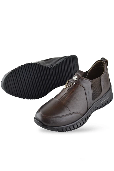 1933 Tam Ortopedik Hakiki Deri Kadın Kışlık Ayakkabı Anne Kışlık Deri Ayakkabı - 5