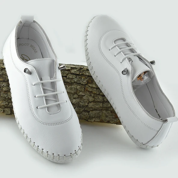 185a ORTOPEDİK Taban Günlük Hakiki Deri Kadın Ayakkabı Deri Babet - 3