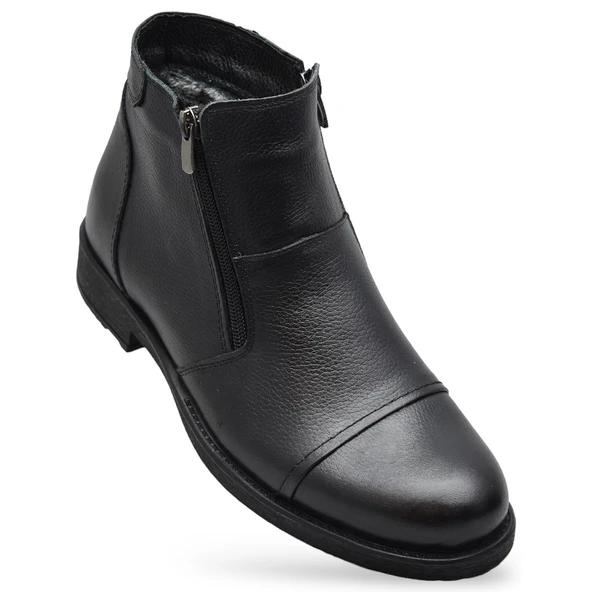 TAB3406 İçi Kürklü Hakiki Deri Erkek Bot Ayakkabı Ortopedik Taban Fermuarlı Deri Bot - 12
