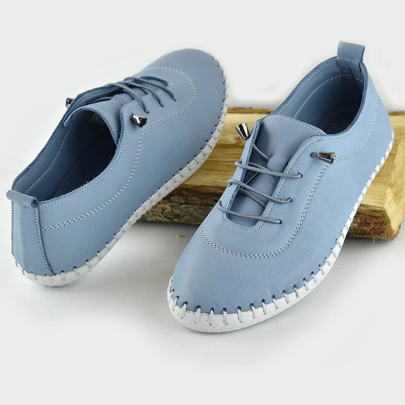 185a ORTOPEDİK Taban Günlük Hakiki Deri Kadın Ayakkabı Deri Babet - 12