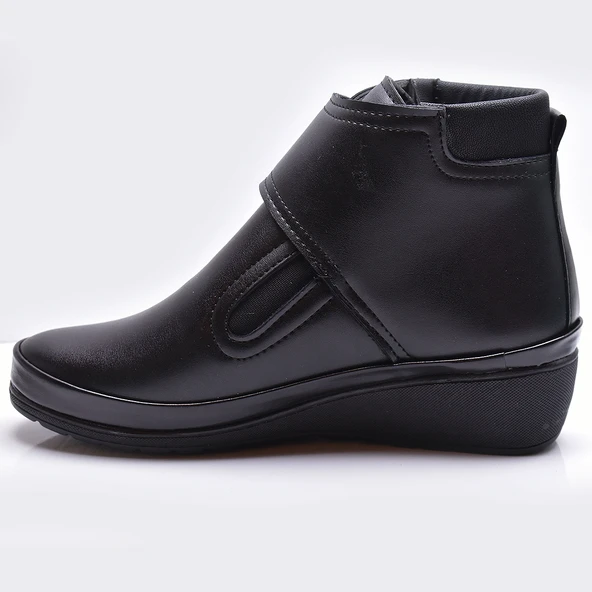 140 Ortopedik Taban Cırtlı Siyah Anne Botu Kadın Bot Postal Çizme - 4