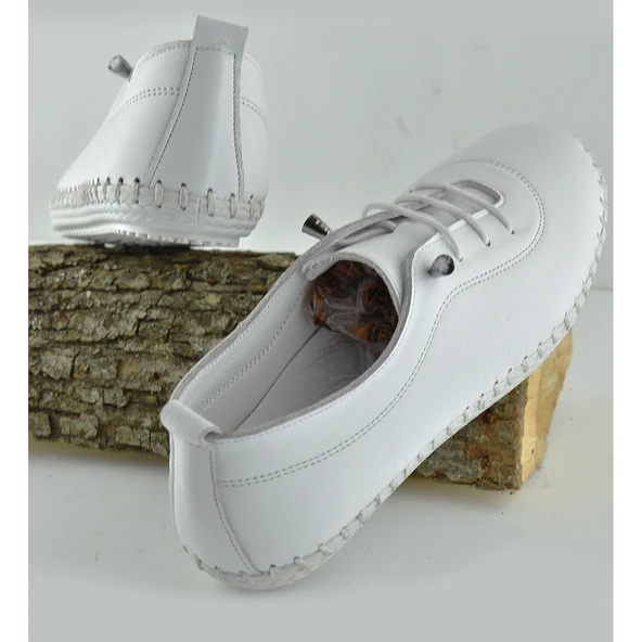 185a ORTOPEDİK Taban Günlük Hakiki Deri Kadın Ayakkabı Deri Babet - 5