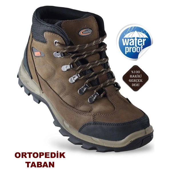 5538 Ortopedik Taban ASLA SU GEÇİRMEZ Unisex Hakiki Deri Bot Ayakkabı - 6