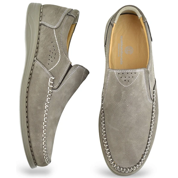 R02 Tam Ortopedik Taban Hakiki Deri Nubuk Erkek Ayakkabı Günlük Erkek Ayakkabı - 3