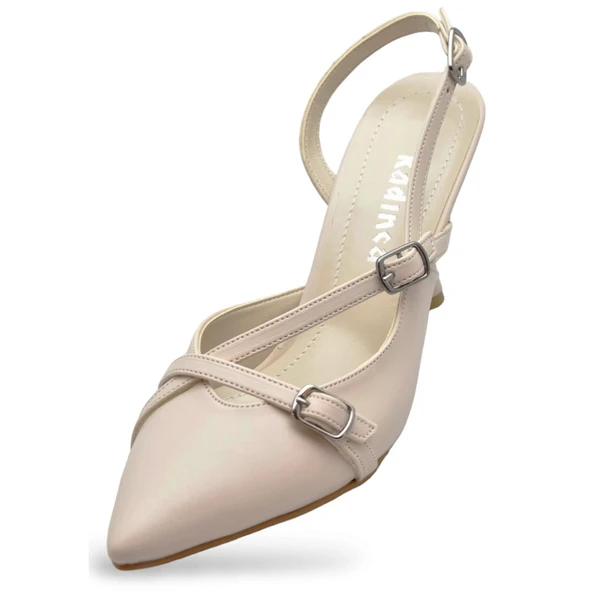 1098 Arkası Açık Kadın Topuklu Ayakkabı 7 cm Abiye Düğün Nişan Kına Gecesi Kdnca - 9