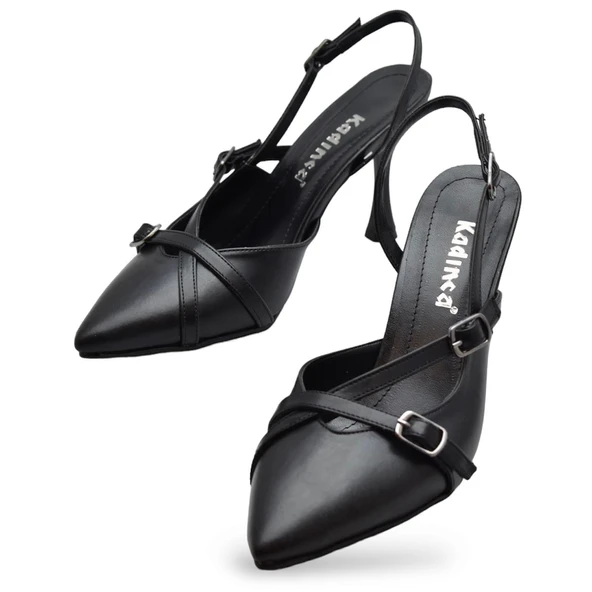 1098 Arkası Açık Kadın Topuklu Ayakkabı 7 cm Abiye Düğün Nişan Kına Gecesi Kdnca