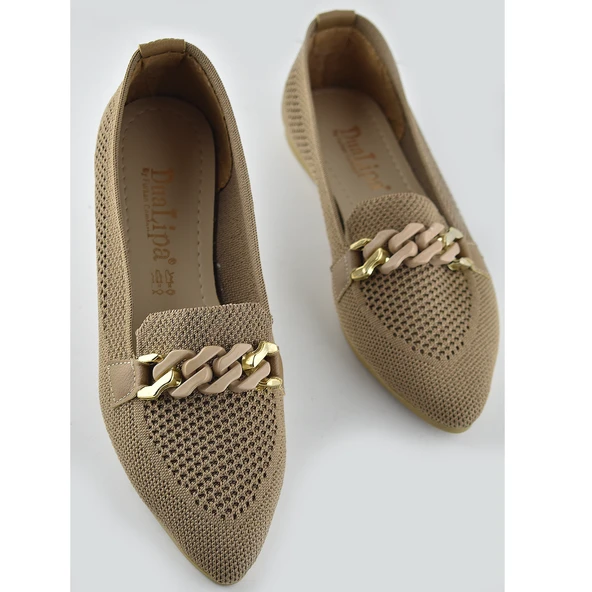 1401 Rahat Günlük Kadın Babet Ayakkabı Düğün Abiye Nişan Triko Dualipa - 4