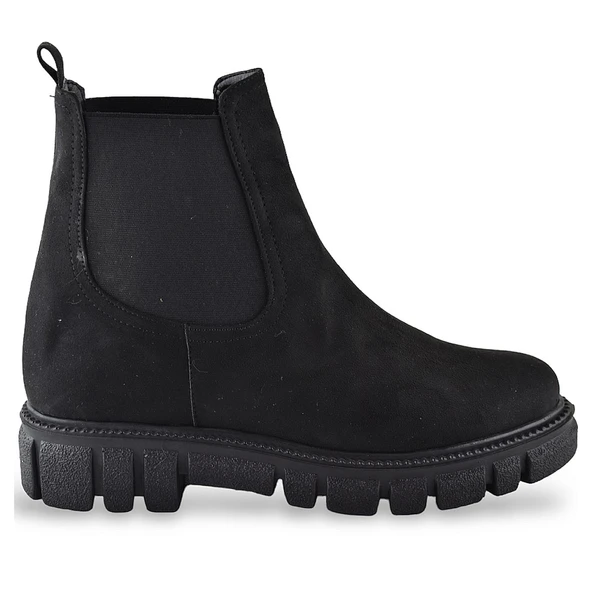 8240 Günlük Lastikli Nubuk Siyah Kadın Bot Ayakkabı Günlük Bayan Bot - 4