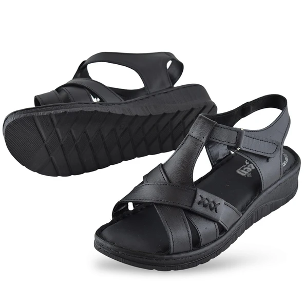 8149 TAM ORTOPEDİK Hakiki Deri Kadın Sandalet Deri Sandalet İvazn - 8