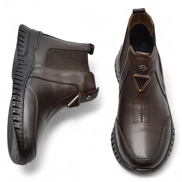 1833 Tam Ortopedik Siyah Hakiki Deri Kadın Bot Ayakkabı Anne Kışlık Deri Bot - 8