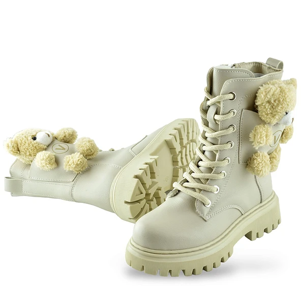 278 Ortopedik Bağcıklı Fermuarlı Kız Çocuk Bot Ayakkabı Ayıcıklı Kürklü Çocuk Bot - 11