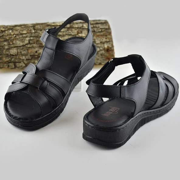 8150 TAM ORTOPEDİK Hakiki Deri Kadın Sandalet Deri Sandalet İvazn - 4