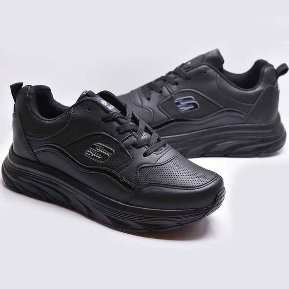 8888 Full Ortopedik Siyah Beyaz Yüksek Taban Kadın Spor Ayakkabı SUYA DAYANIKLI - 8