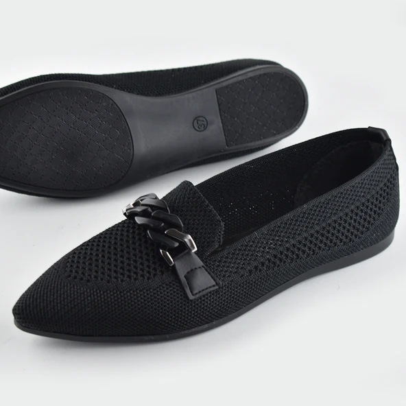 1401 Rahat Günlük Kadın Babet Ayakkabı Düğün Abiye Nişan Triko Dualipa - 3