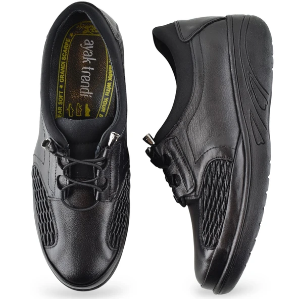 4204 Tam Ortopedik Taban Günlük Hakiki Deri Kadın Ayakkabı Anne Ayakkabısı - 4