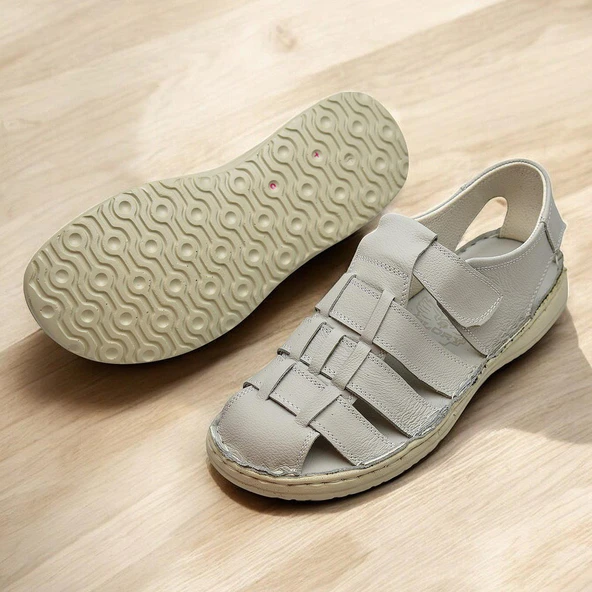 Ayakkabiburada  033 Günlük Hakiki Deri Erkek Sandalet Ayakkabı - 7