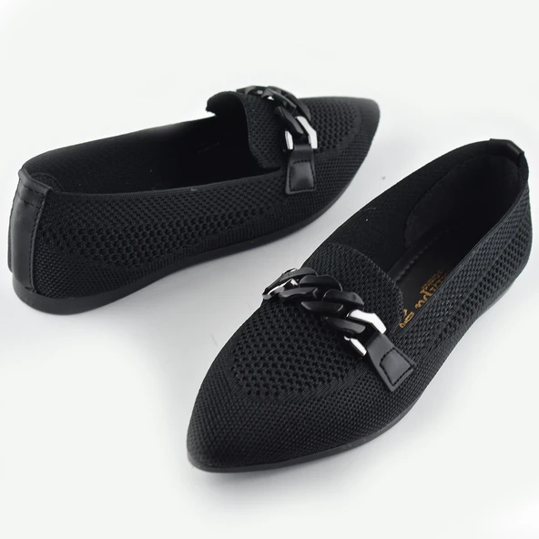 1401 Rahat Günlük Kadın Babet Ayakkabı Düğün Abiye Nişan Triko Dualipa - 2