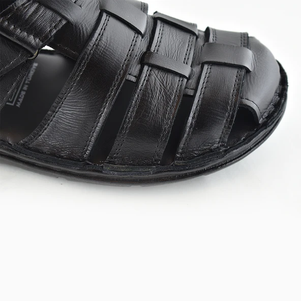 Ayakkabiburada 033 Topuk Jelli Hakiki Deri Erkek Sandalet Ayakkabı - 9