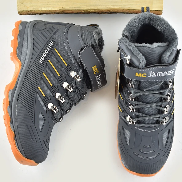 4619 Ortopedik Kaymaz Taban İçi Kürklü Kışlık Çocuk Bot Ayakkabı Jamper - 8