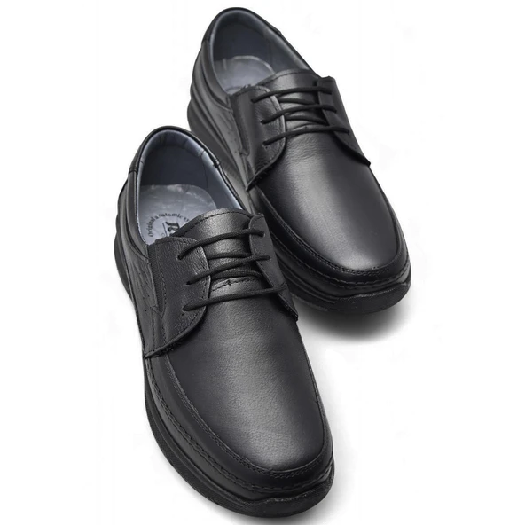 5884 Ortopedik Taban Siyah Hakiki Deri Erkek Ayakkabı Mevsimlik - Resim 8