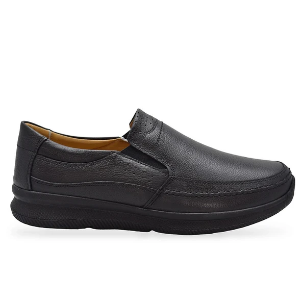 5884 Ortopedik Taban Siyah Hakiki Deri Erkek Ayakkabı Mevsimlik - Resim 4