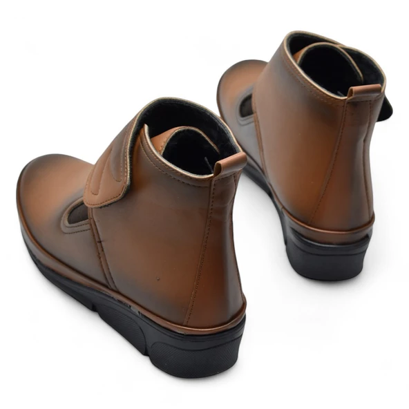 140 Ortopedik Taban Cırtlı Siyah Anne Botu Kadın Bot Postal Çizme - 9