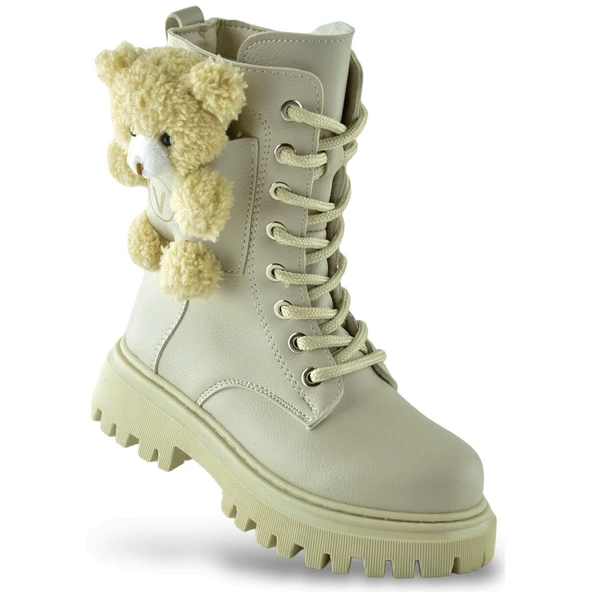 278 Ortopedik Bağcıklı Fermuarlı Kız Çocuk Bot Ayakkabı Ayıcıklı Kürklü Çocuk Bot - 7