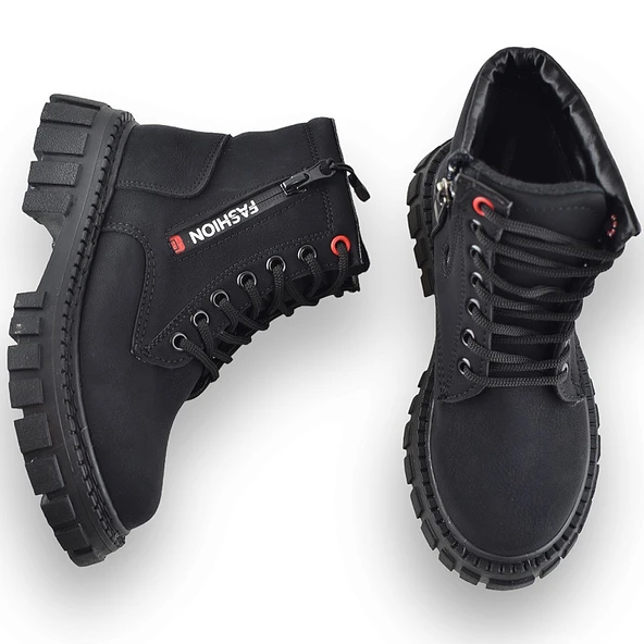 233 Günlük Bağcıklı Fermuarlı Kız Çocuk Bot Ayakkabı Postal Çizme - 5