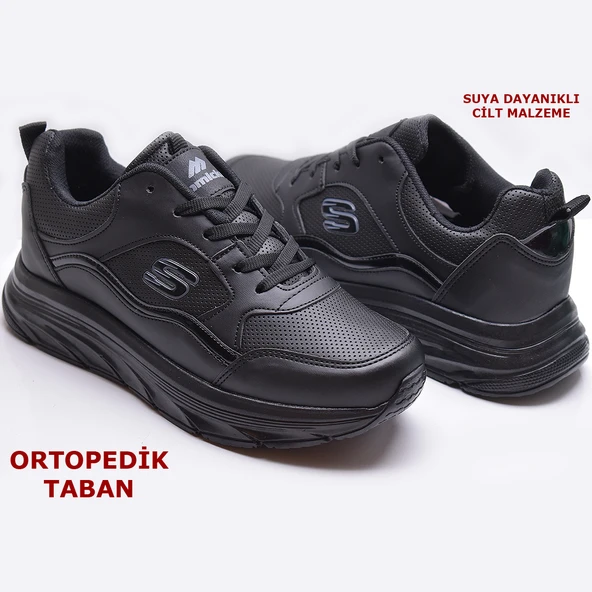 8888 Full Ortopedik Siyah Beyaz Yüksek Taban Kadın Spor Ayakkabı SUYA DAYANIKLI - 7