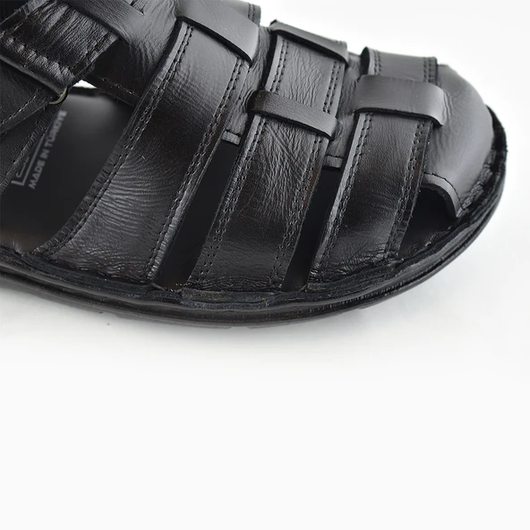 Ayakkabiburada  033 Günlük Hakiki Deri Erkek Sandalet Ayakkabı - 4